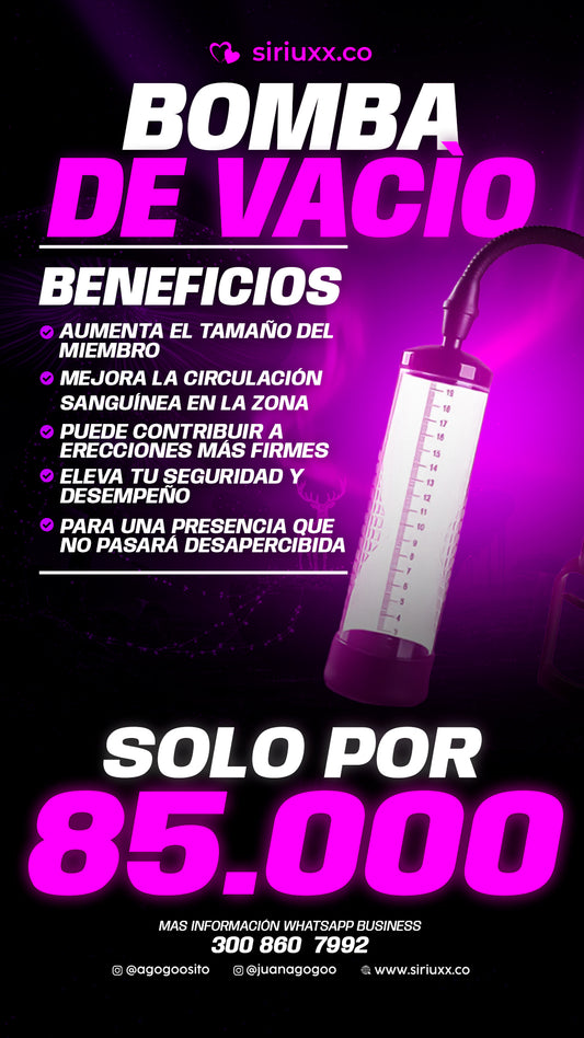 Bomba de vacío, agranda tu picha, aumenta grosor y mejora erecciones.