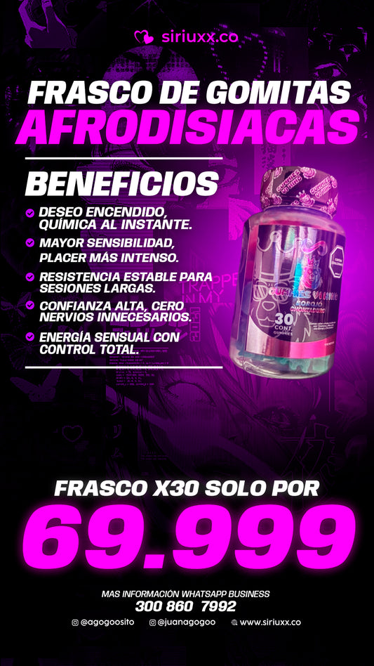 Frasco de gomitas Afrodisiacas X30